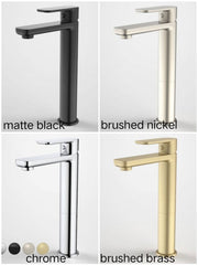 FUNA TOWER BASIN MIXER 6 STAR CHROME, MATTE BLACK, BRUSHED BRASS OR BRUSHED NICKEL