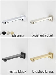 FUNA WALL BASIN/BATH SPOUT 6 STAR CHROME, BRUSHED BRASS, BRUSHED NICKEL & MATTE BLACK