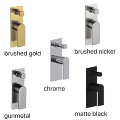 RESTA SHOWER FLICK MIXER WITH DIVERTER IN CHROME, MATTE BLACK, BRUSHED NICKEL, GUNMETAL & BRUSHED GOLD