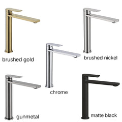 RESTA TALL BASIN MIXER IN CHROME, MATTE BLACK, BRUSHED NICKEL, GUNMETAL & BRUSHED GOLD