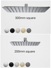 RUBANE II 200MM OR 300MM SQUARE RAIN SHOWER CHROME, BRUSHED BRASS, BRUSHED NICKEL, MATTE BLACK OR GUNMETAL