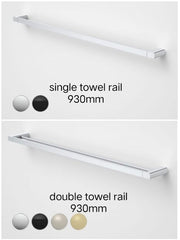FUNA SINGLE OR DOUBLE TOWEL RAIL 930MM CHROME, BRUSHED BRASS, BRUSHED NICKEL & MATTE BLACK
