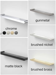 RUBANE II BATHROOM SHELF CHROME, BRUSHED BRASS, BRUSHED NICKEL, MATTE BLACK & GUNMETAL