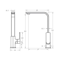 LORES Square Neck Sink Mixer Chrome, Matte Black, Brushed Nickel & Brushed Gold
