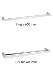 SUPERIA Single Or Double Towel Rail 600mm In Chrome, Matte Black, Matte Black & Chrome, Brushed Nickel, Brushed Gold & Gunmetal Grey
