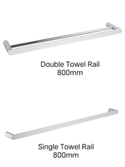 SUPERIA Single Or Double Towel Rail 800mm In Chrome, Matte Black, Matte Black & Chrome, Brushed Gold, Brushed Nickel & Gunmetal Grey