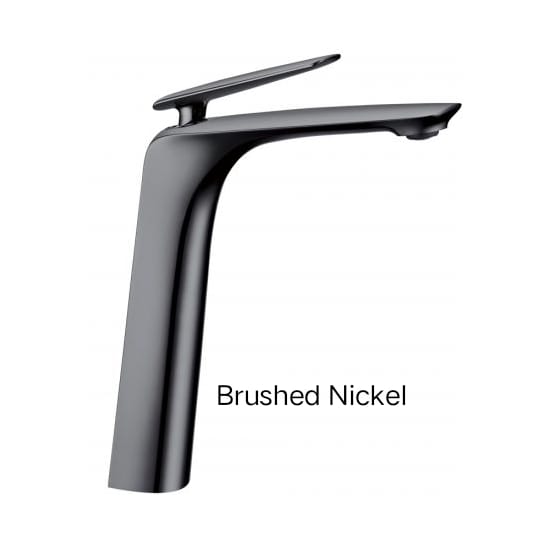 Bellino tall Basin Mixer in chrome, matte black, high gloss black, brushed nickel & gunmetal grey-Brushed Nickle