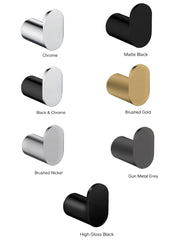 RELLINO Round Robe Hook Chrome , Matte Black , Black & Chrome , High Gloss Black , Brushed Gold , Brushed Nickel & Gunmetal