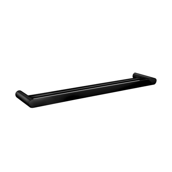 Bellino Solid Brass Single Or Double Towel Rail 600mm In Chrome, Matte Black, Black & Chrome, High Gloss Black, Brushed Gold, Brushed Nickel & Gunmetal Grey-Double matte black
