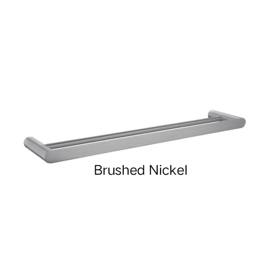 Bellino Solid Brass Single Or Double Towel Rail 600mm In Chrome, Matte Black, Black & Chrome, High Gloss Black, Brushed Gold, Brushed Nickel & Gunmetal Grey-Double brushed nickel