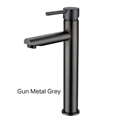 CENTRO Round Tall Basin Mixer In Chrome, Matte Black, Brushed Gold, Brushed Nickel & Gunmetal