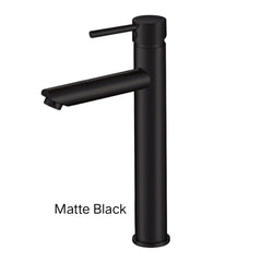 CENTRO Round Tall Basin Mixer In Chrome, Matte Black, Brushed Gold, Brushed Nickel & Gunmetal