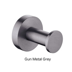 CENTRO Round Robe Hook in Chrome, Matte Black, Brushed Gold, Brushed Nickel & Gunmetal Grey
