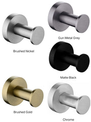 CENTRO Round Robe Hook in Chrome, Matte Black, Brushed Gold, Brushed Nickel & Gunmetal Grey
