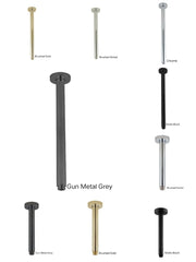 CENTRO Round Ceiling Shower Arm 200mm Or 400mm In Chrome, Matte Black, Brushed Gold, Brushed Nickel & Gunmetal Grey
