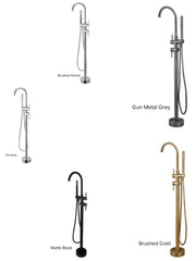 CENTRO Round Freestanding Bath Mixer With Hand held Shower In Chrome, Matte Black, Brushed Gold, Brushed Nickel & Gunmetal Grey
