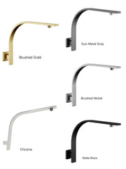 SUPERIA Gooseneck Wall Mounted Shower Arm In Chrome, Matte Black, Brushed Gold, Brushed Nickel & Gunmetal Grey