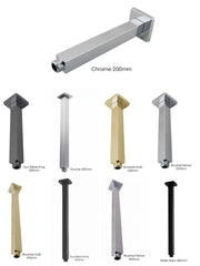 SUPERIA Square Ceiling Shower Arm 200mm Or 400mm In Chrome, Matte Black, Brushed Gold, Brushed Nickel & Gunmetal
