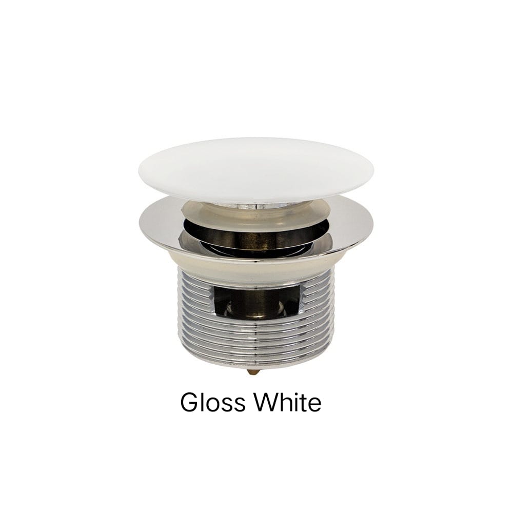 Pull-Out/Pop-Up 40mm Bath Waste with Overflow Or No Over Flow In Chrome, Gloss White, Matte White & Matte Black-Gloss White