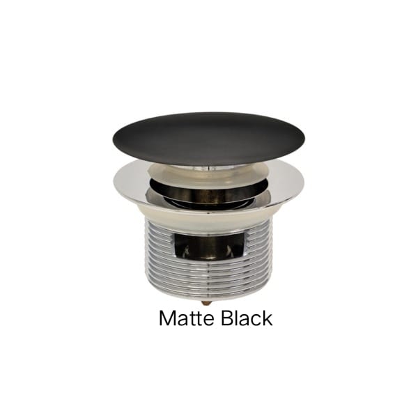 Pull-Out/Pop-Up 40mm Bath Waste with Overflow Or No Over Flow In Chrome, Gloss White, Matte White & Matte Black-Matte Black