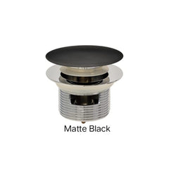 Pull-Out/Pop-Up 40mm Bath Waste with Overflow Or No Over Flow In Chrome, Gloss White, Matte White & Matte Black-Matte Black