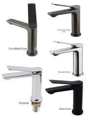 KUSHY Basin Mixer In Chrome, Matte Black, Brushed Nickel, Brushed Gunmetal Grey & Gunmetal Grey