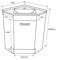 NITA Corner 600x600mm Vanity With Polymarble Top