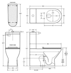 CELTA Care Back-to-Wall Toilet Suite, White Seat, Raised Buttons