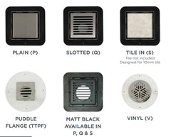DANDY Tiled Shower Base With Rare Waste in Chrome or Matte Black, Size 900 to 1800mm