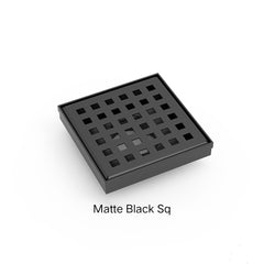 BINDAAS Floor Drain 100x100mm In Wire Frame or Square Patterned in Stainless, Matte Black, Gunmetal & Brushed Gold