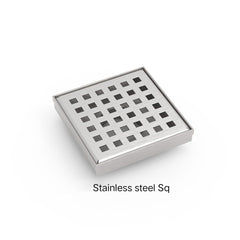 BINDAAS Floor Drain 100x100mm In Wire Frame or Square Patterned in Stainless, Matte Black, Gunmetal & Brushed Gold