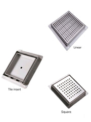 BINDAAS Floor Drain Architectural SG 130mm Linear, Square & Tile Insert