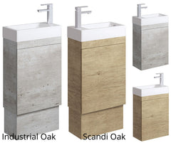 GREEK Edge Ensuite Wall-Hung or Floor Standing Vanity in Scandi Oak & Industrial 450Wx250D
