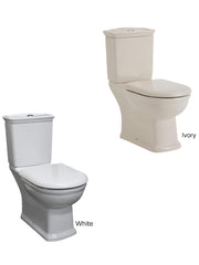 KENSINGTON White Close-Coupled Toilet Suite, P-Trap, S-Trap Or Ivory Close-Coupled Toilet Suite, S-Trap 240