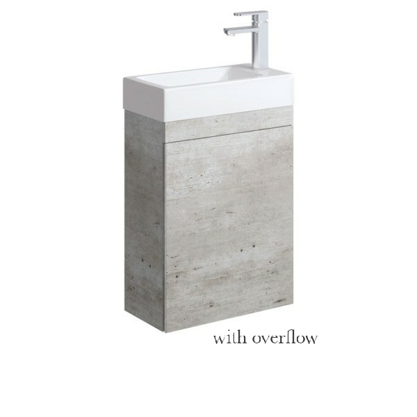 GREEK Edge Ensuite Wall-Hung or Floor Standing Vanity in Scandi Oak & Industrial 450Wx250D-wall hung