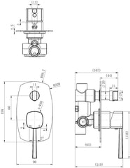 LEENA Shower Divertor In Chrome Or Matte Balack