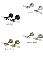 DEAUX Wall Top Assemblies In Chrome, Matte Black, Brushed Nickel or Brushed Bronze