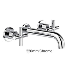 CROSS Wall Basin/Bath Set In 180mm or 220mm IN Chrome OR Matte Black