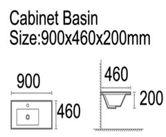 Ceramic Top for 900x460mm Vanity