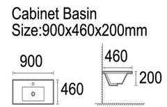 Ceramic Top for 900x460mm Vanity