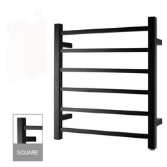 PERLA Square Heated Towel Ladder With 6 Bars in Chrome, Matte Black And Brushed Nickel
