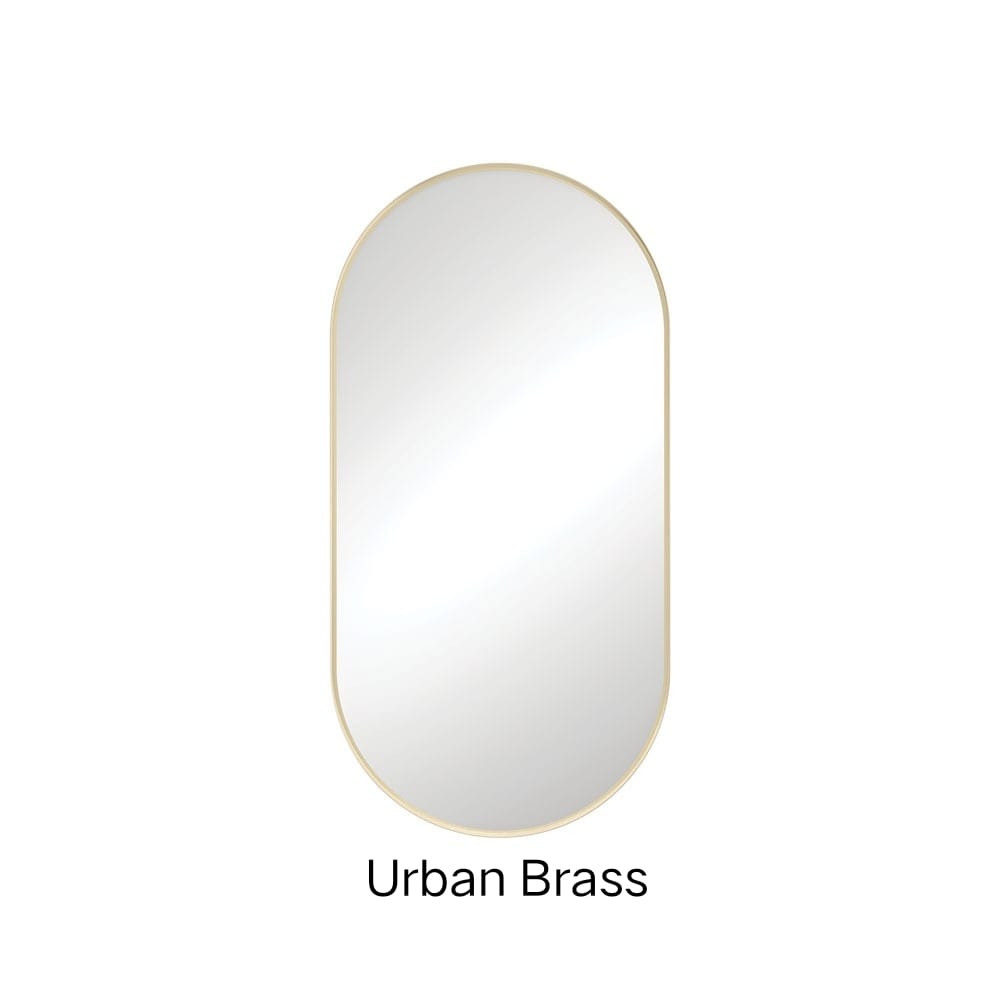 Empire Framed Mirror 600 x 1200mm Or 450 x 900mm In Matte Black & Urban Brass-450x900