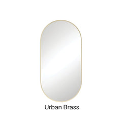 BABE Pill Framed Mirror 600 x 1200mm Or 450 x 900mm In Matte Black & Urban Brass