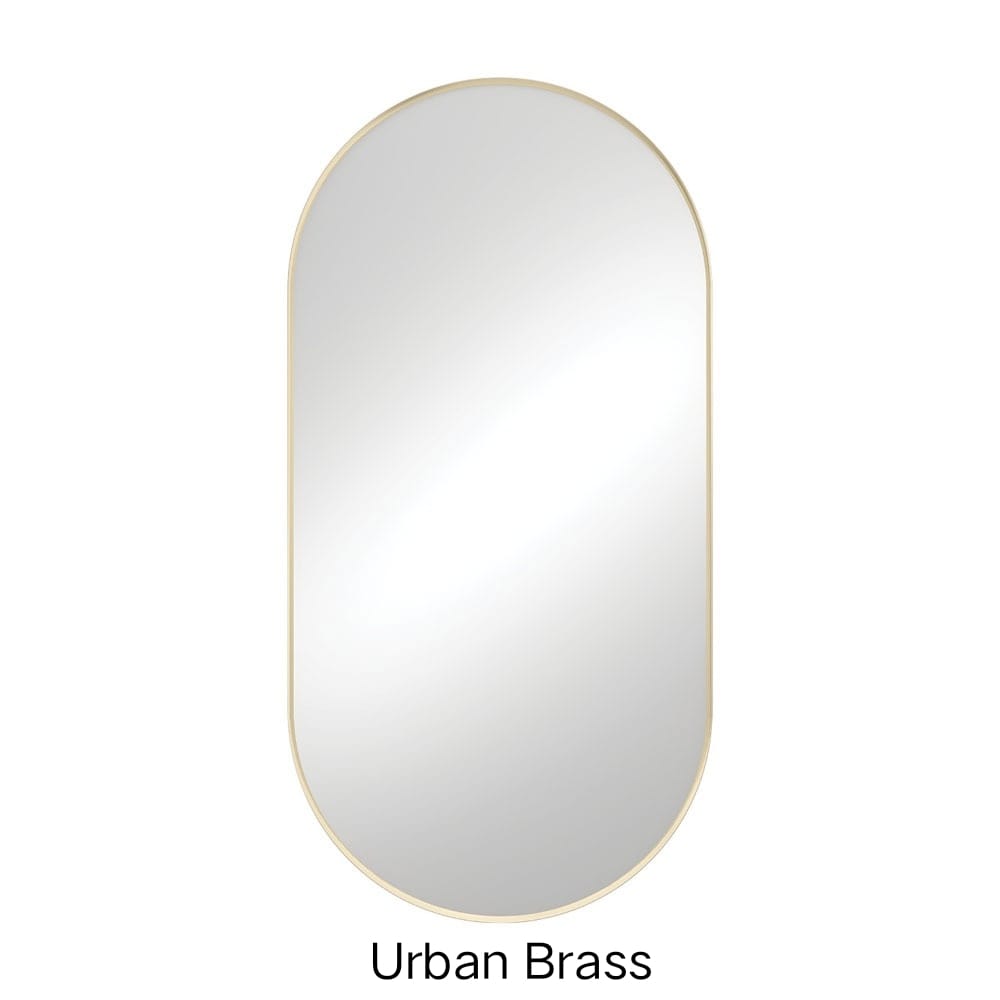 Empire Framed Mirror 600 x 1200mm Or 450 x 900mm In Matte Black & Urban Brass-600x1200