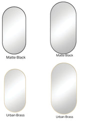 BABE Pill Framed Mirror 600 x 1200mm Or 450 x 900mm In Matte Black & Urban Brass