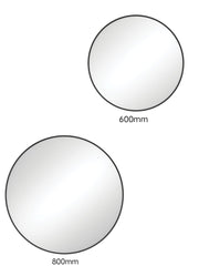 BABE Circle Framed Mirror 600mm Or 800mm In Matte Black & Urban Brass