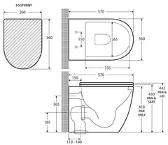 COCO Matte White Or Matte Black Wall-Faced Toilet Suite