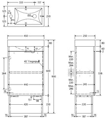 GREEK Edge Ensuite Wall-Hung or Floor Standing Vanity in Scandi Oak & Industrial 450Wx250D