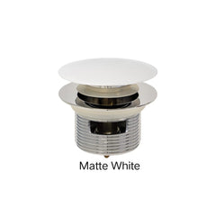 DOME Pull-Out/Pop-Up 40mm Bath Waste with Overflow Or No Over Flow In Chrome, Gloss White, Matte White & Matte Black