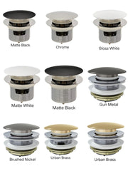 DOME Pull-Out/Pop-Up 40mm Bath Waste with Overflow Or No Over Flow In Chrome, Gloss White, Matte White & Matte Black